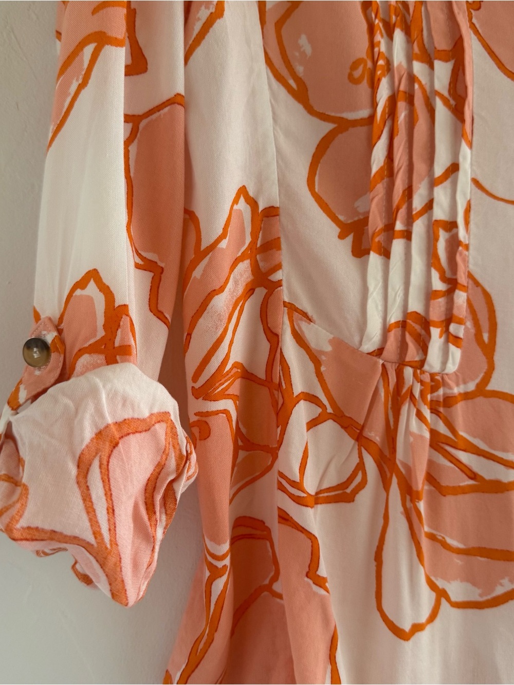 Anthropologie Maeve Floral Button Down Blouse Pink Orange Tunic Top Small - Picture 5 of 12